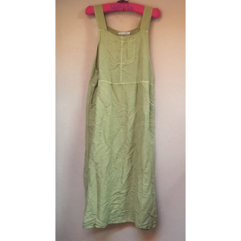 Dick & Jayne Women's Large Square Neck Linen Blend Sleeveless Tank Midi Dress
